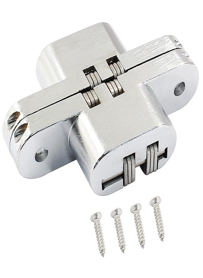 Rierdge 68.5 mm Hidden Hinge, Stainless Steel 180 Degree Invisible Cross Hinges for Kitchen Cabinet Door, Frameless Concealed Hinge with Screws, 4pcs - Image 2